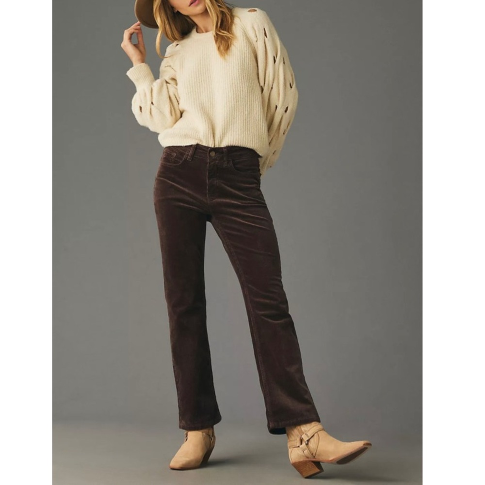 Pilcro by Anthropologie The Yaya Mid-Rise Corduroy Crop Flare Pants Size 31 Tall